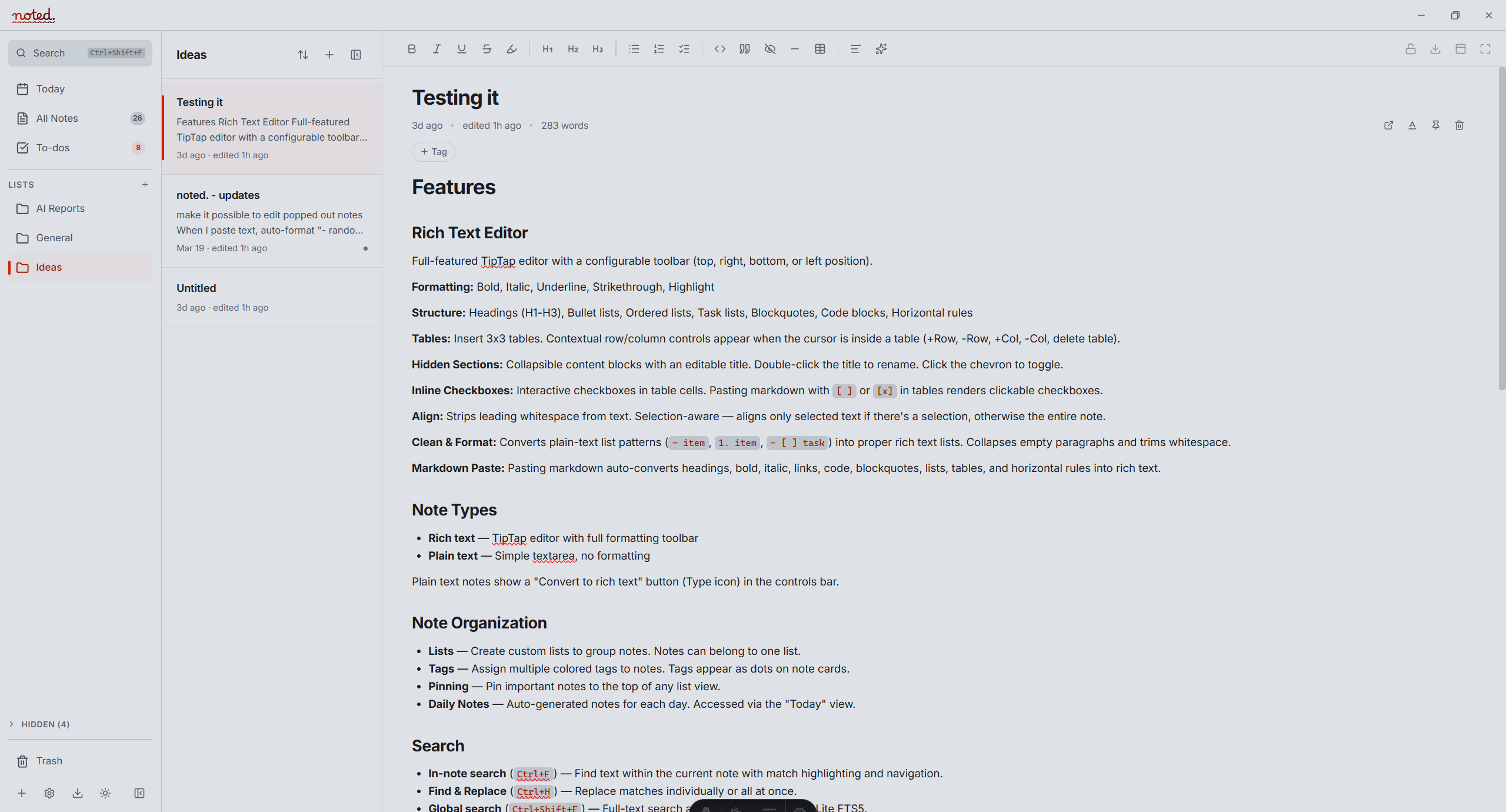 noted. editor in slate theme