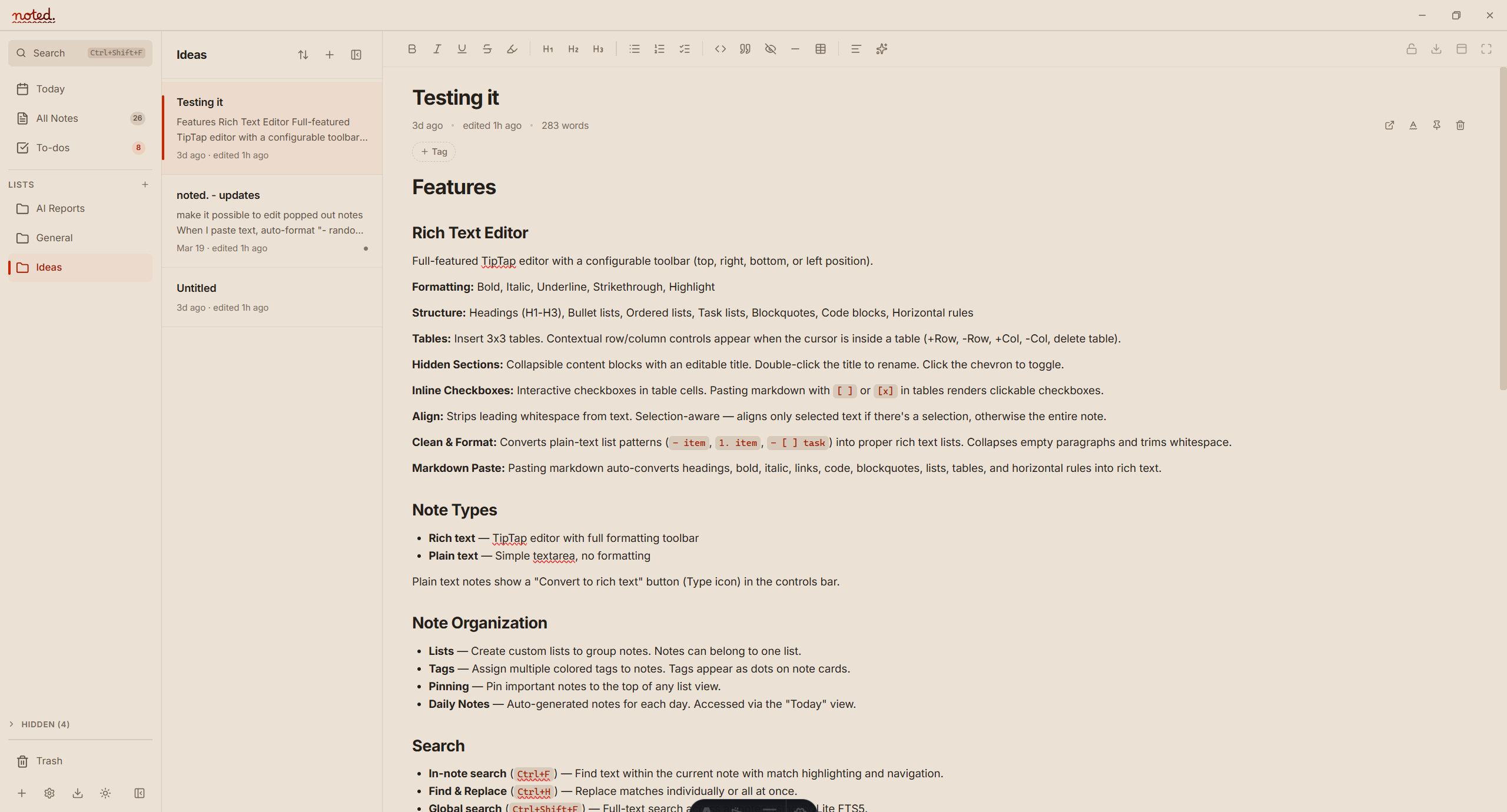 noted. editor in warm theme